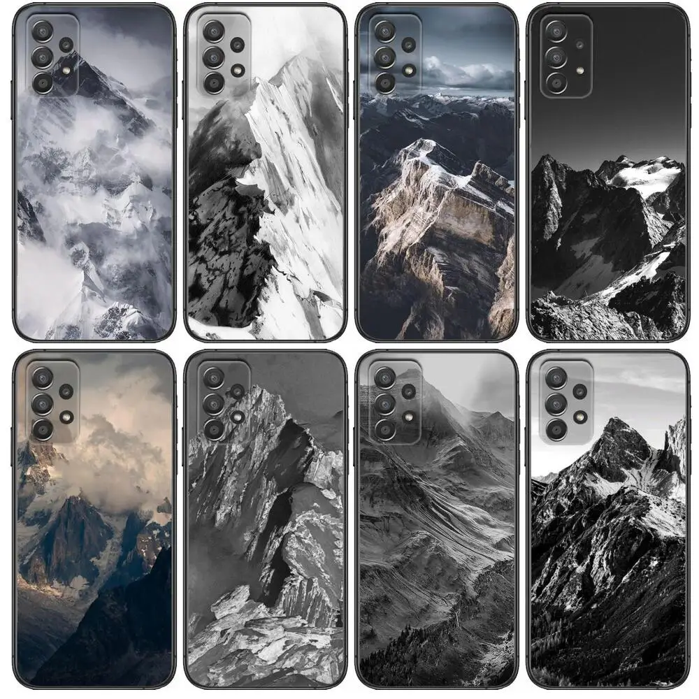 

Phone Case Hull For Samsung Galaxy A70 A50 A51 A71 A52 A40 A30 A31 A90 A20E 5G a20s Black Shell Art Cell CoveEmboss Mountain