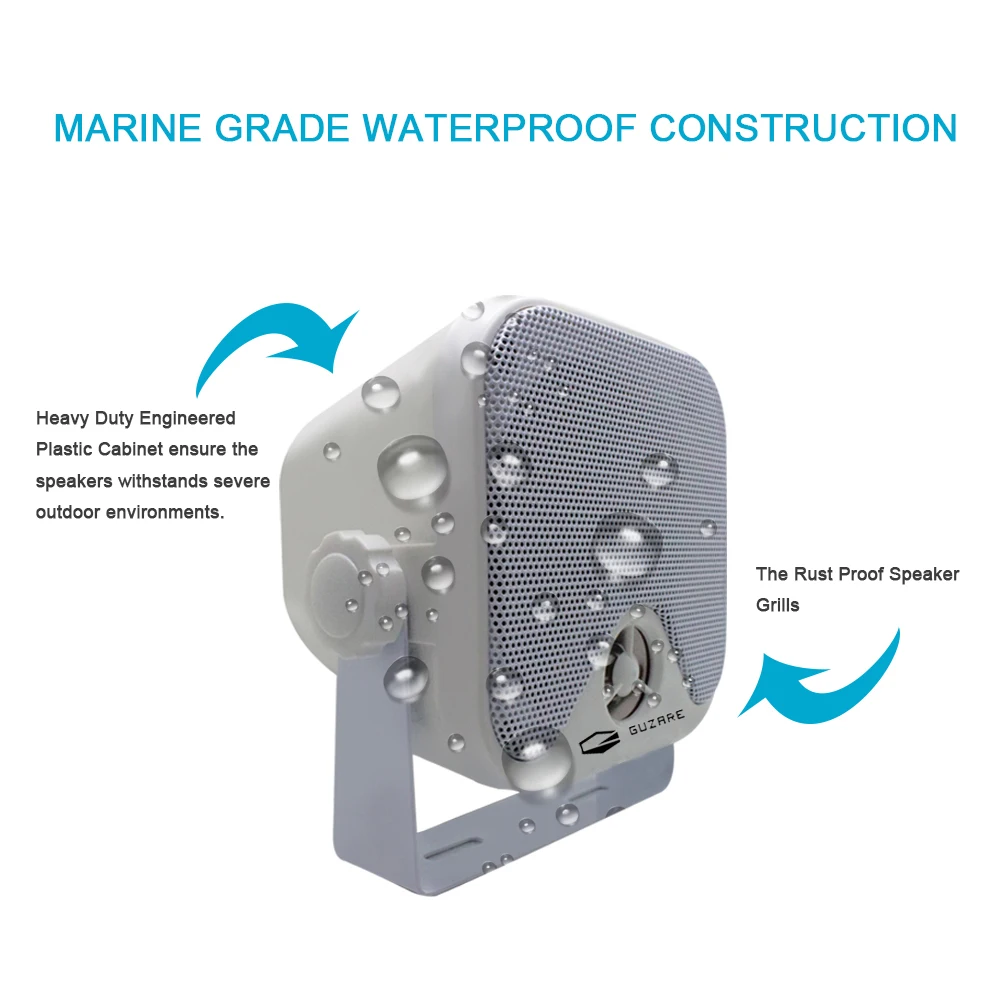 GUZARE MARINE Морской стерео радиоприемник Bluetooth GR306 и 4-дюймовые лодочные колонки GR301W AM