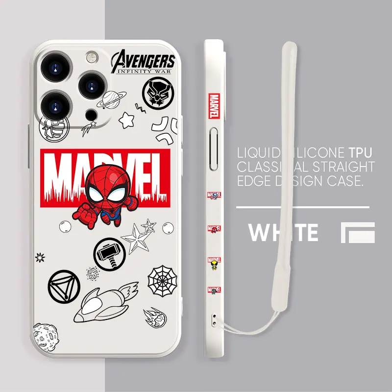 

Matte Back Celular Marvel Cartoon Cute Iron Spider Man Liquid Coque Case for iPhone 14 13 12 11 Pro Max SE XR 7 8 Plus XS Soft