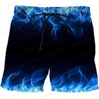 new summer mens flame print shorts swimming pants casual outdoor cool streetwear fashion male oversized beach clothing