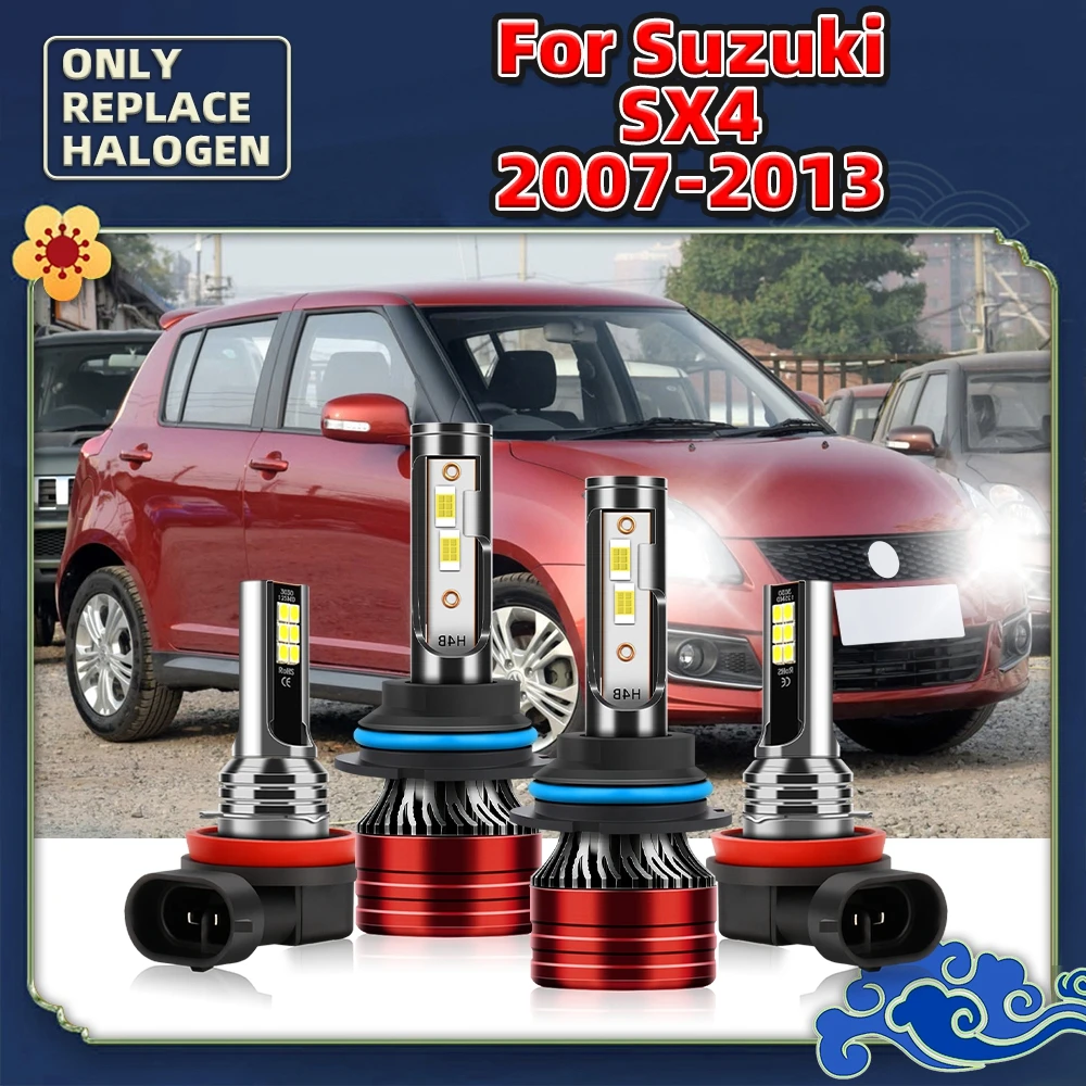 

16000LM Светодиодный Turbo лампы фары дальнего/ближнего света + комплект противотуманных фар 12 В Luces для Suzuki SX4 автомобилей 2007 2008 2009 2010 2011 2012