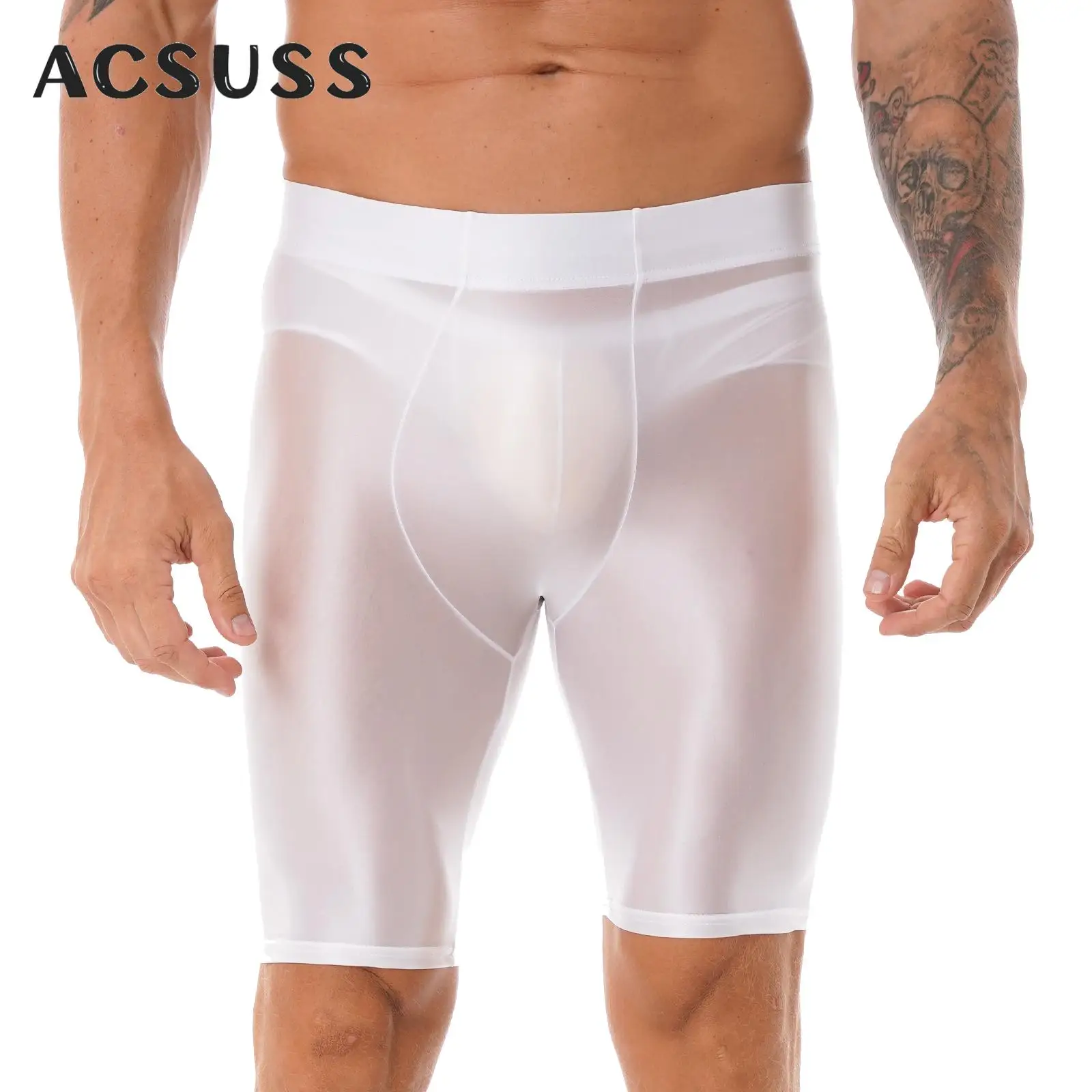 

Long Men Boxer Underwear Men's Boxer Shorts Mens Glossy Long Leg Boxers Underpants Brand Quality Sexy Breathable Pouch Panties