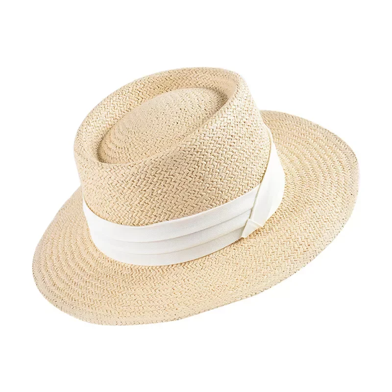 women wide brim 2021 spring and summer new ladies hand-woven straw hat European and American flat top hat