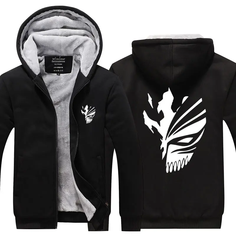Unisex Zipper Jackets BLEACH Men Hooded Hoody Long Sleeve Zip Pullover Large Size Sweatshirt Y2k Sweatshirts Fleece Hoodies