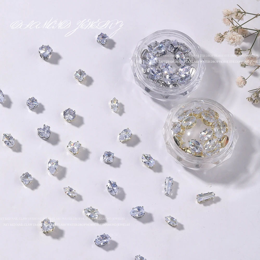 

50pcs Shiny Irregular Gold Silver Marquis Eye Teardrop Glass Crystal Rhinestone Nail Charms DIY Nail Art Decoration Parts