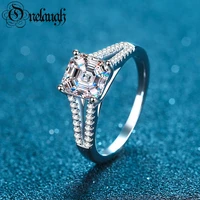 onelaugh 2ct moissanite engagement ring s925 sterling silver asscher cut diamond wedding band pass diamond test moissanite ring