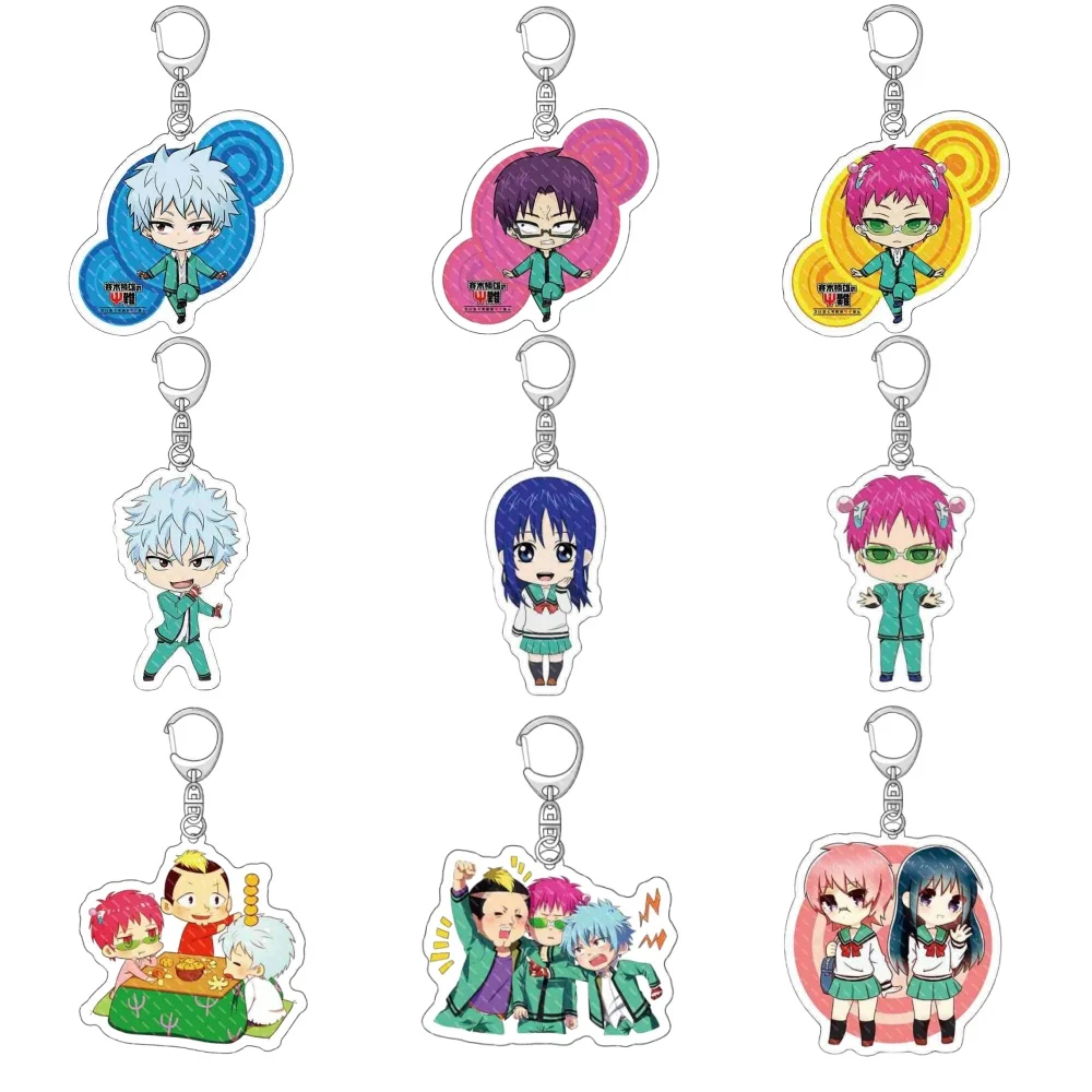 Hot Anime The Disastrous Life of Saiki K Acrylic Keychain Model Figure Cosplay Plate Holder Topper Desk Decor Gift
