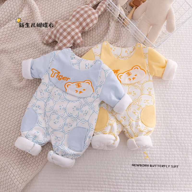 

Комбинезон для новорожденных, теплый стеганый комбинезон на весну, осень и зиму, милая одежда для маленьких мальчиков, одежда для новорожде...