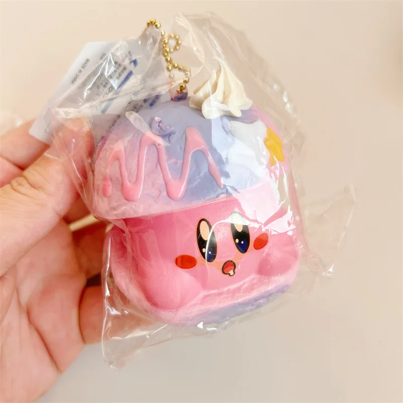 Фото Мягкий брелок-антистресс Kirby Puff Cake, медленно восстанавливающий форму, кавайный аниме-шарм Кирби, подвеска для сумки, подарок №4