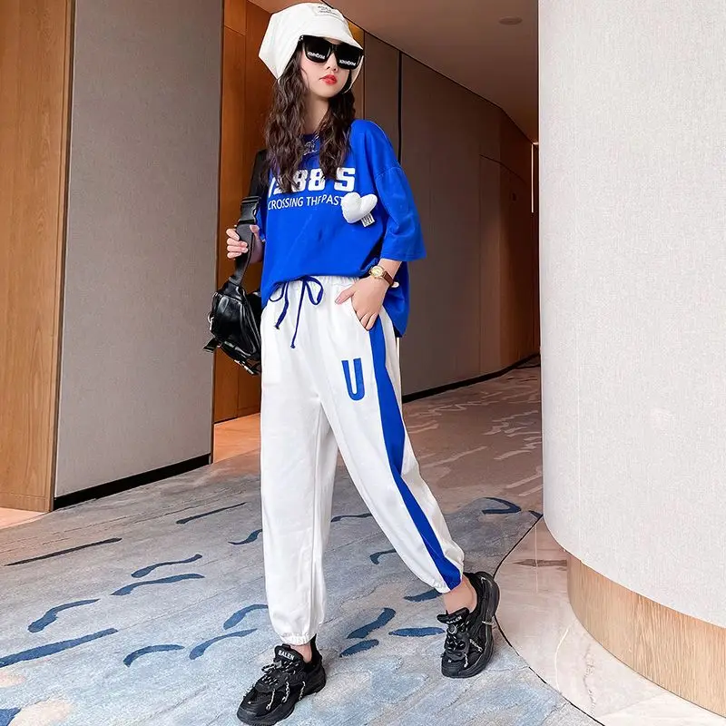 

Футболка с коротким рукавом и длинные штаны для девочек 5-14 лет