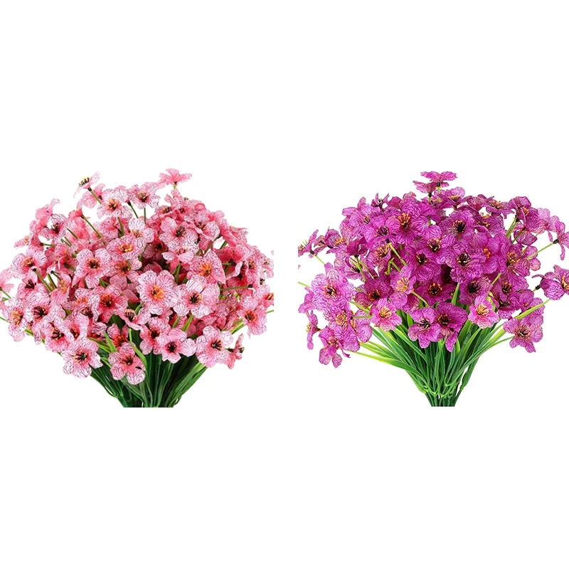 

Artificial Flowers For Outdoors, 12 Bundles UV Resistant Fake Flowers For Outside, No Fade Plastic Faux Flowers
