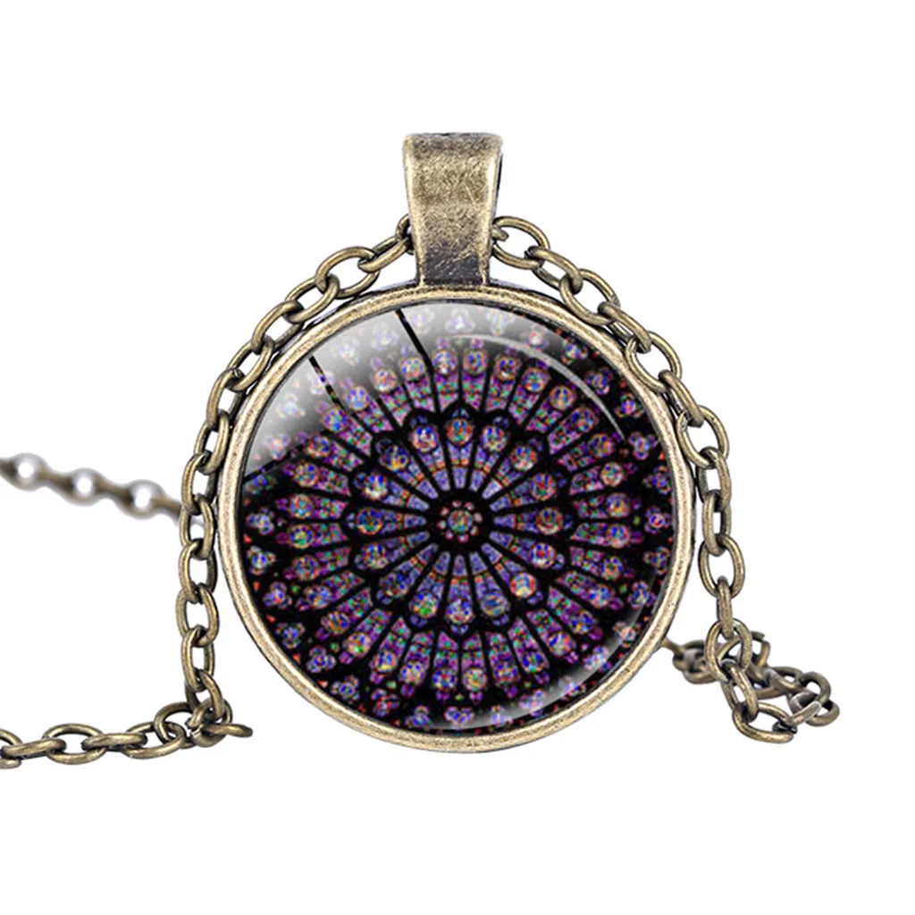 

Cathedral Rose Window Stained Necklace de Glass Pendant Paris Necklaces & Pendants