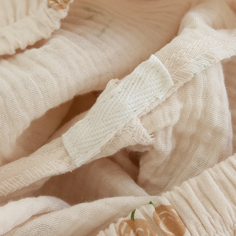 Cotton Yarn Spring Summer Autumn Long Sleeve Pijama Suit Pure Cute Pajamas Set Loungewear Crepe Ladies Pyjama Sleepwear Female