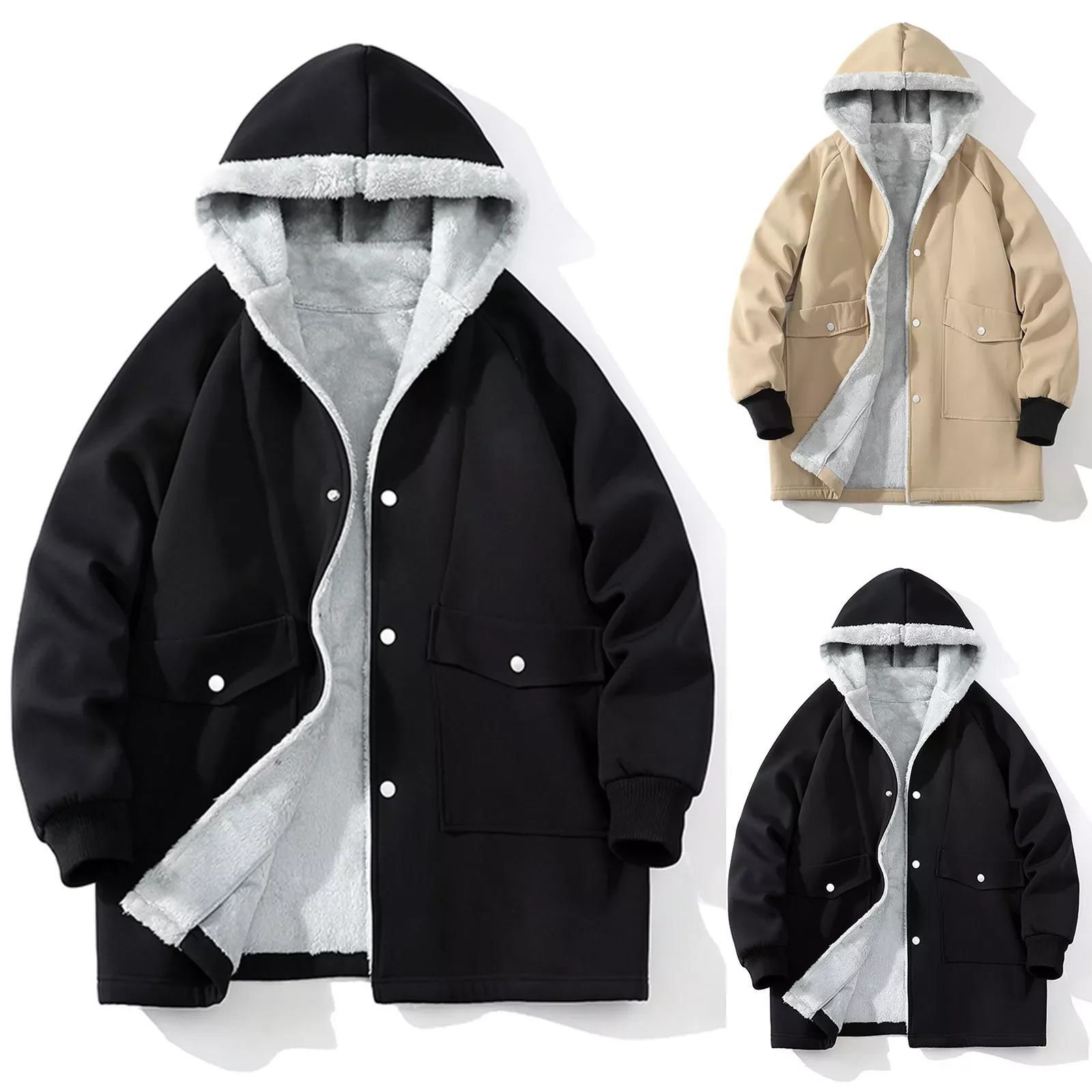 

Men Winter Coat Lapel Collar Long Sleeve Padded Leather Jacket Vintage Thicken Coat Sheepskin Jacket Men Jacket Large