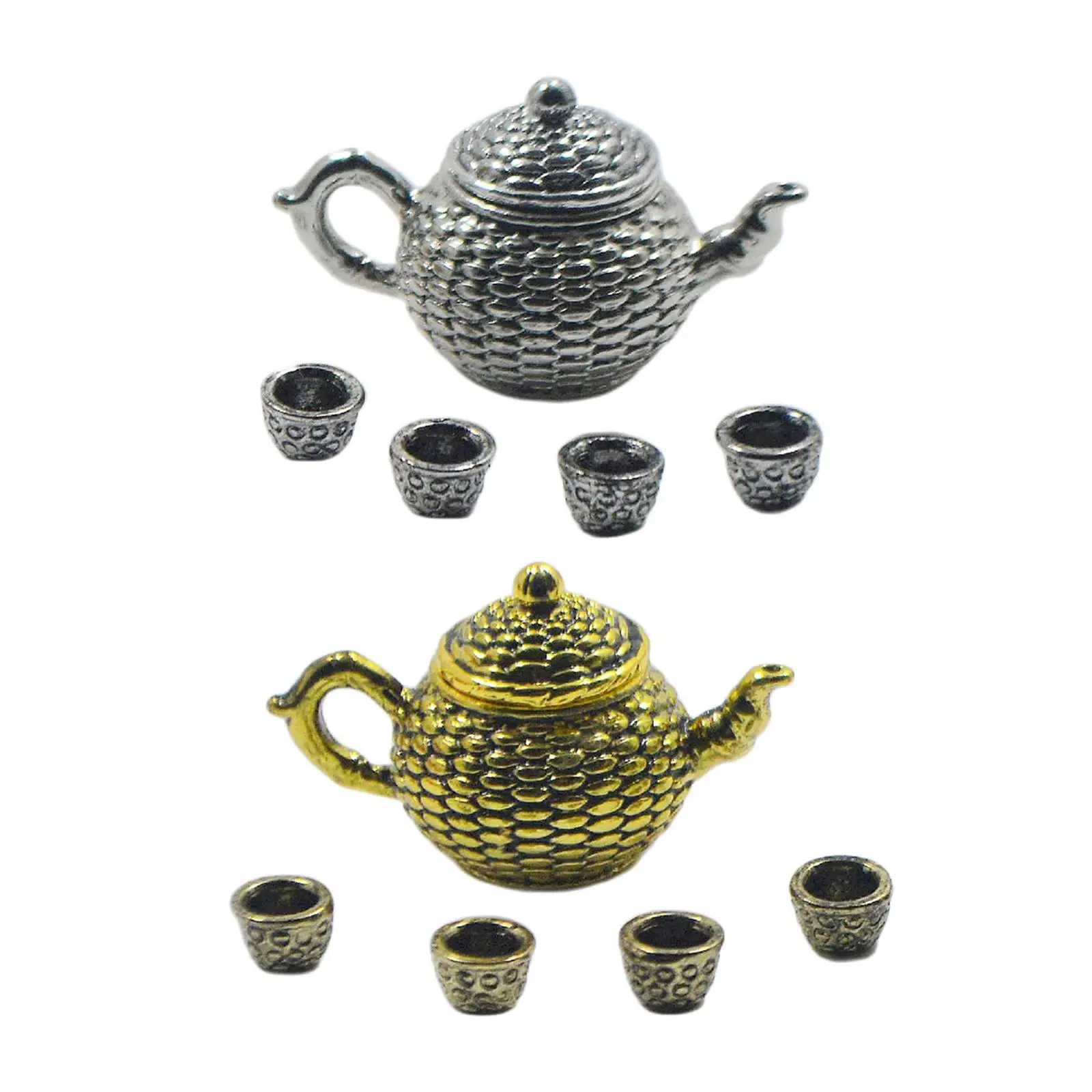 

Набор чайников для кукольного домика, металлический кухонный декор, столовая посуда, чайный набор для кофе, вина