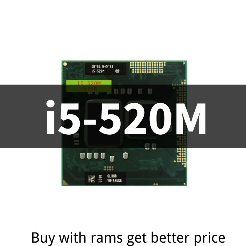 

Intel Core i5-520M i5 520M SLBNB SLBU3 2.4 GHz Dual-Core Quad-Thread CPU Processor 3W 35W Socket G1 / rPGA988A