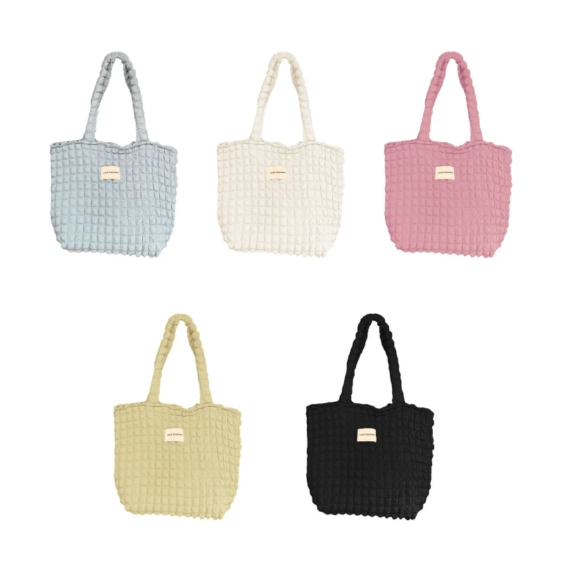 

Chic Shoulder Bag with Zipper Bubble Tote Bag Large Handbag for Street Shooting