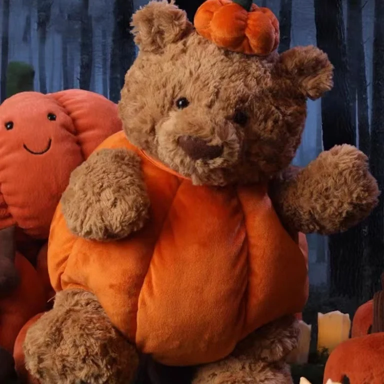 

36cm Halloween Barcelona Bear Pumpkin For Children's Stuffed Plush Animals Cartoon Doll Christmas Birthday Gifts Home Decoration