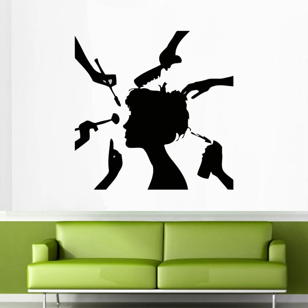 

Виниловая наклейка, наклейка для девушек, стиль волос, фотообои, магазин волос, художественное настенное украшение, эффективное украшение