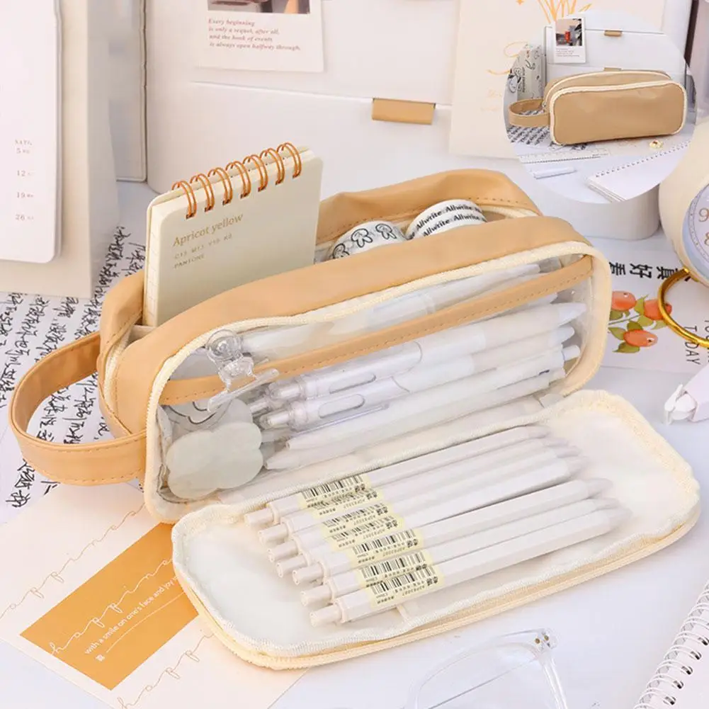 

Transparent Pencil Case Large Capacity Pencil Pouch Double Layer Pen Capacity School Case Large Pencil Case, Student Suppli O8R0