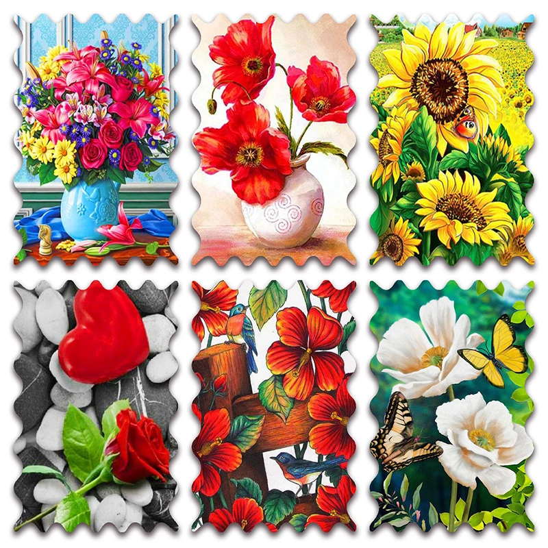 

New Full Diamond painting mosaic embroidery Flower begonia Lily Rose Vase Sunflower Heart Peony Iris Cross stitch decor E269