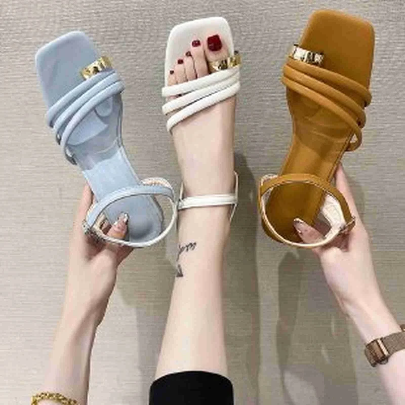 

Women's Sandals Thong Pumps High Heels Women's Metal Embellished Thick Heels Lace Button Down Candy Color Heels for Women