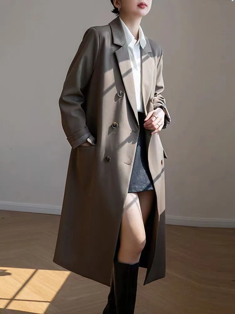 

Long Trench Women Leisure Streetwear Office Lady All-Match Elegant Temper Overcoats Minimalist Harajuku Windbreaker Women Coat