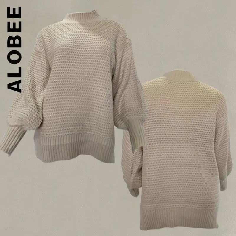 

Свитер женский Alobee, вязаный, с круглым вырезом, винтажный, свободный