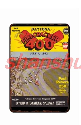 Металлическая вывеска Daytona Firecracker 400 Stock Car Race 8x12