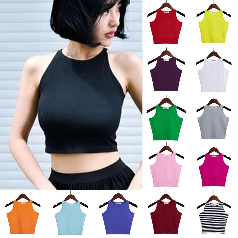 

2023 летние модные женские пикантные облегающие топы с круглым вырезом без рукавов Хлопковые женские майки хорошего качества пикантный однотонный жилет