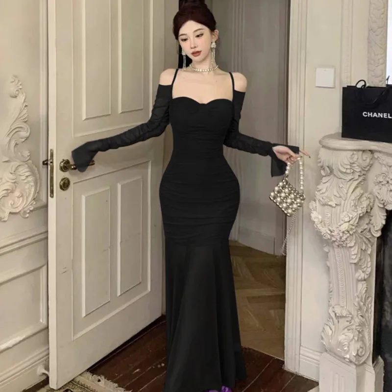 Сексуальные сетчатые облегающие платья для женщин с открытыми плечами