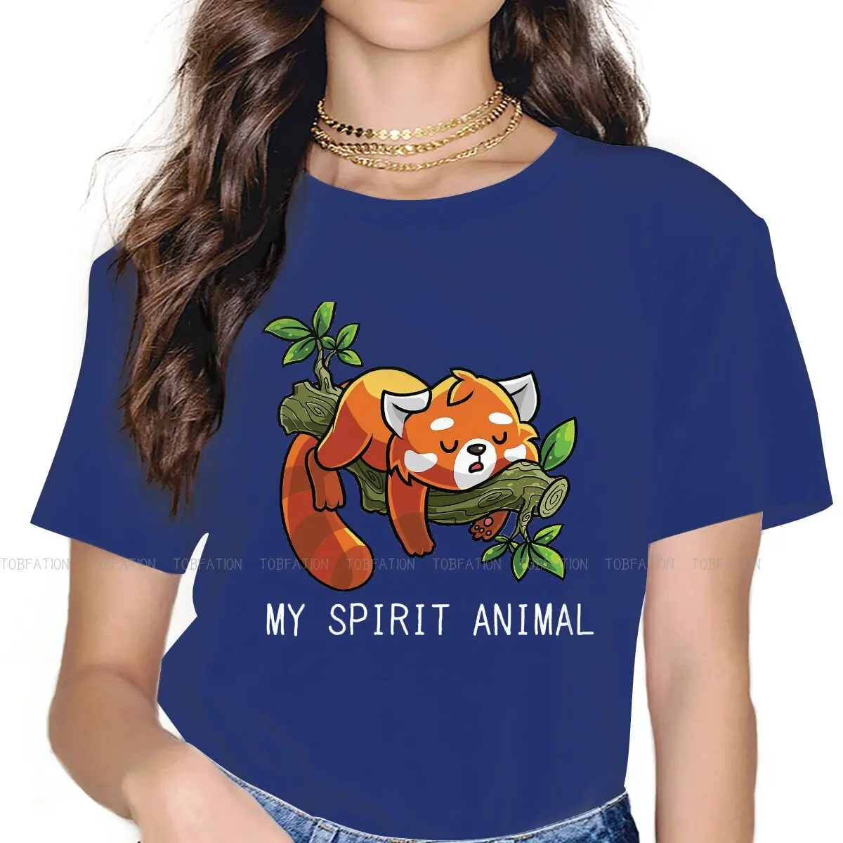 

Spirit Animal Unique TShirt for Girl Red Panda Ailurus Fulgens Hip Hop Graphic T Shirt Short Sleeve Hot Sale