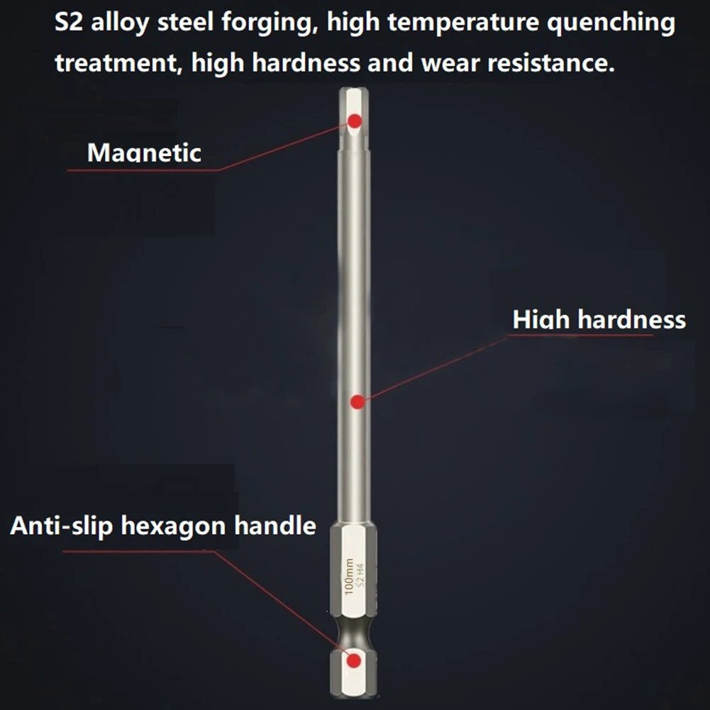 

Drill Bit Hex Head Bits Screwdriver Shank 100mm 10pcs/Set Durable Hex Head Impact Driver Silver Wrench 1/4 Inch