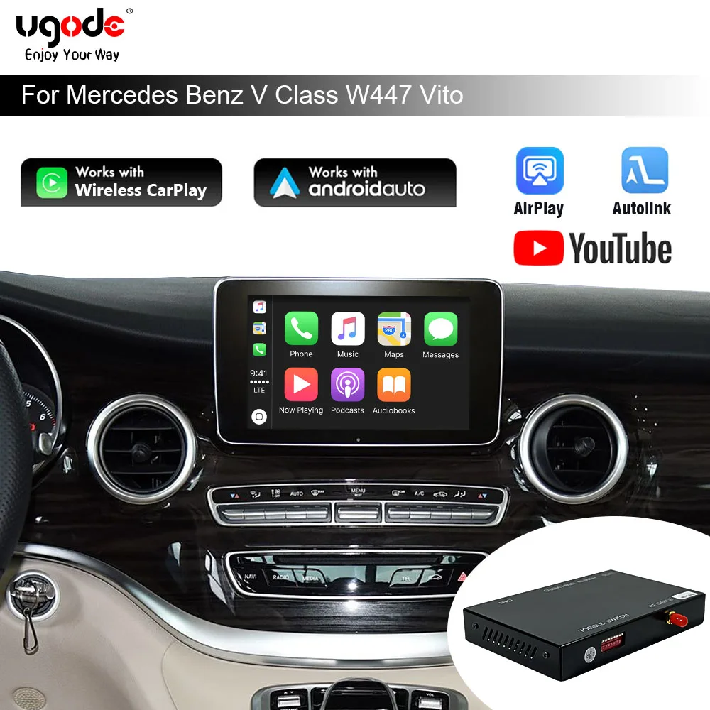 Фото Ugode Wireless Wired CarPlay Android Auto Decoder Box MirrorLink AirPlay for Mercedes Benz V-Class W447 Vito NTG5.0 2014-2018​ №1