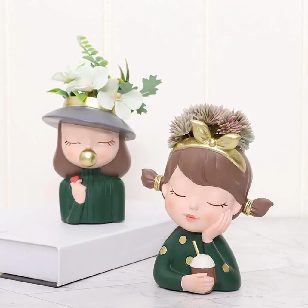 

Set of 2 Small Resin Succulent Pots with Drainage Hole Tiny Planter Mini Planter