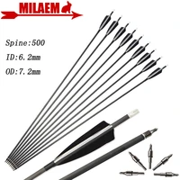 61224pcs archery carbon arrow spine 500 id6 2mm od7 2mm 4inch turkey feather compound recurve bow shooting hunting accessories