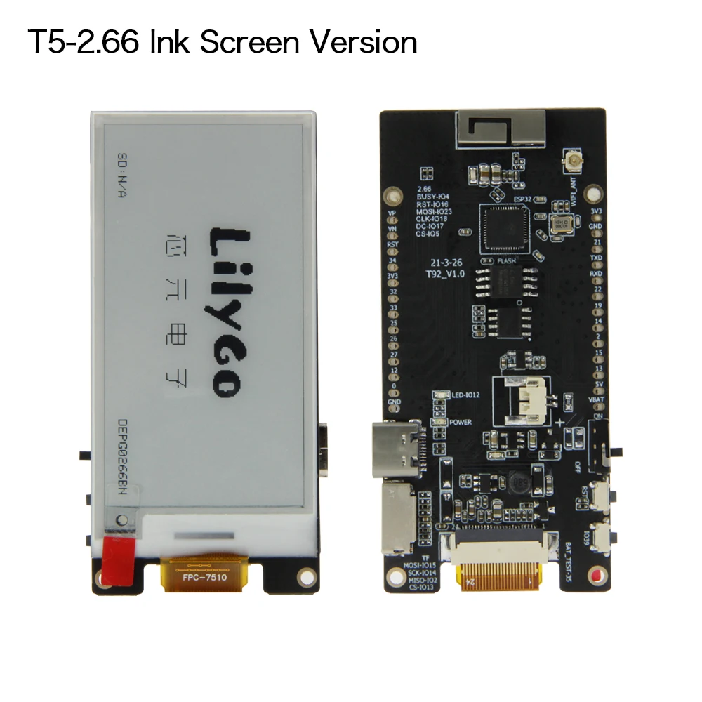 

T5-2.66 inch E-paper Compatible with T-U2T USB To TTL Automatic Downloader