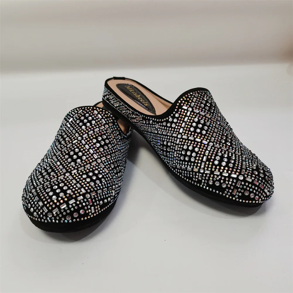 Новая модная женская обувь со стразами женские полутапочки туфли-лодочки