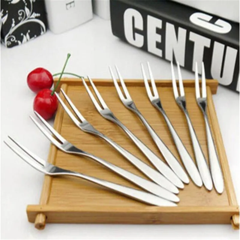 

High Quality Fruit Dessrt Fork With Long Handle Stainless Steel Desert Fork Dining Salad Party Barbecue Kitchen Accessories