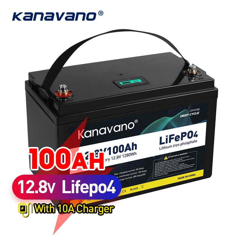 

Waterproof 12.8V 100Ah Lifepo4 Battery Pack Lithium Iron Phosphate Deep Cycle Batteries for boat motor inverter EU US Tax Free