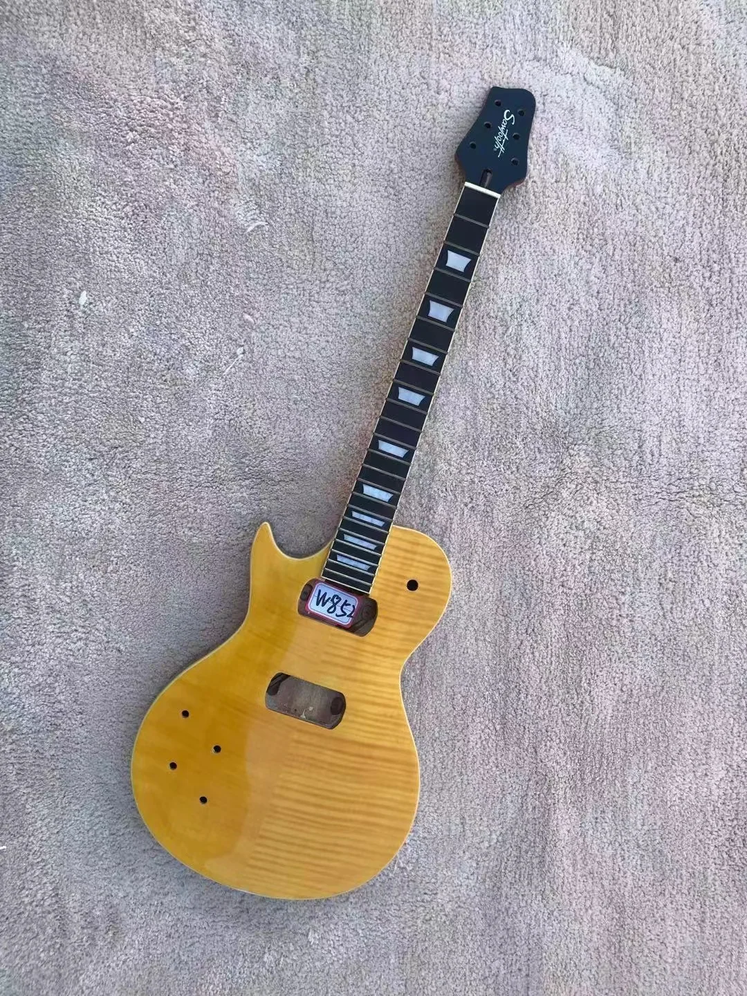 

Left Handed DIY (Not New) Custom Electric Guitar Tiger / Flame Maple Top without Hardwares in Stock Discount Free Shipping