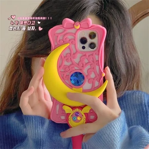 

Anime Sailor Moon Personality Creative 3D Phone Case For iPhone 14 13 12 11 Pro Max Plus Cartoon Shockproof Soft Cover