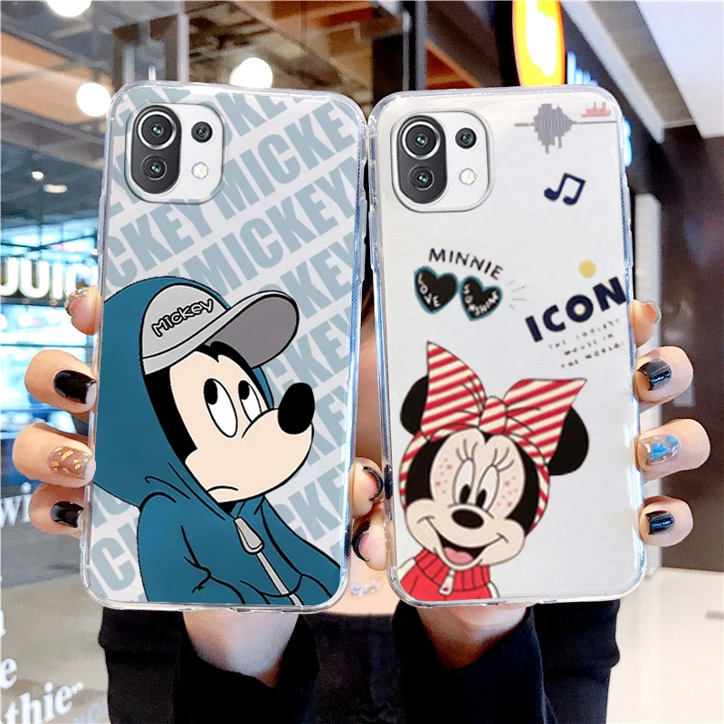 

Transparent Cover Disney Mickey Minnie Kiss Phone Case For Xiaomi Mi 12S 12X 12 11 11T 11i 10T 10 Pro Lite Ultra 5G 9T 9SE 8