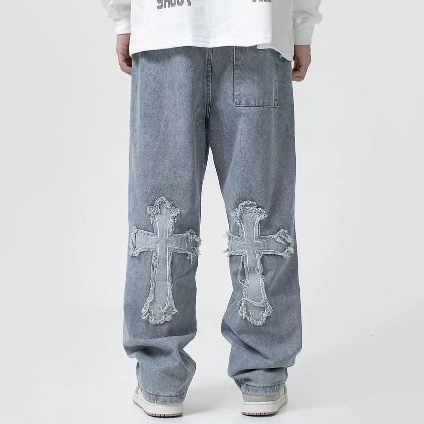 Four Seasons Men Trousers Denim Cross Loose Jeans Boyfriend Menoversized Jeans Men Hip Hop Pant Woman Baggy Jeans Man Streetwear