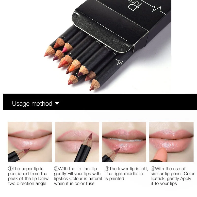 Набор водостойких карандашей для губ 12/6/1 шт./набор |