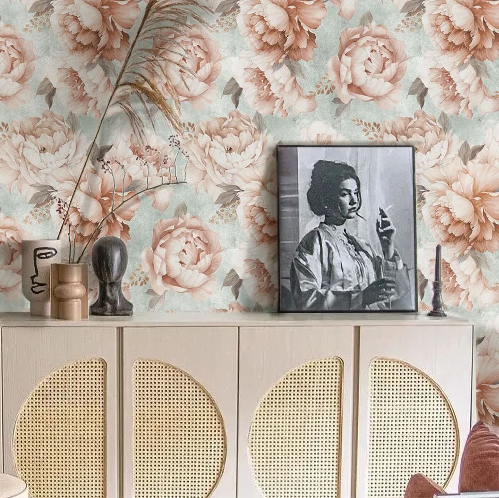 

40x250cm Romantic Peony Wall Stickers Flower Self-adhesive Wallpaper Mural Decals Decor Living Room Background Decor