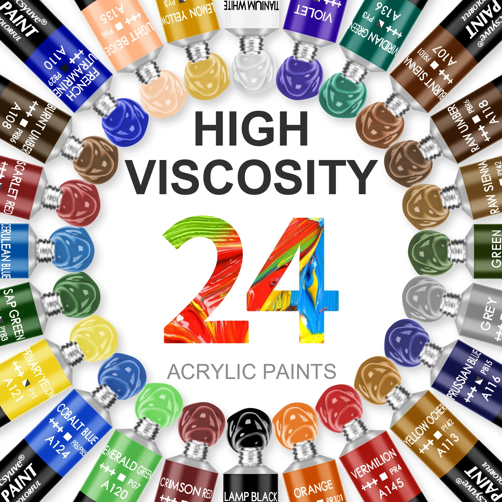 

Acrylic Paint Set,24 Colors 22ML Art Craft Paints for Professional Artists Kids Students Beginners,Hand Painted Wall Paint DIY