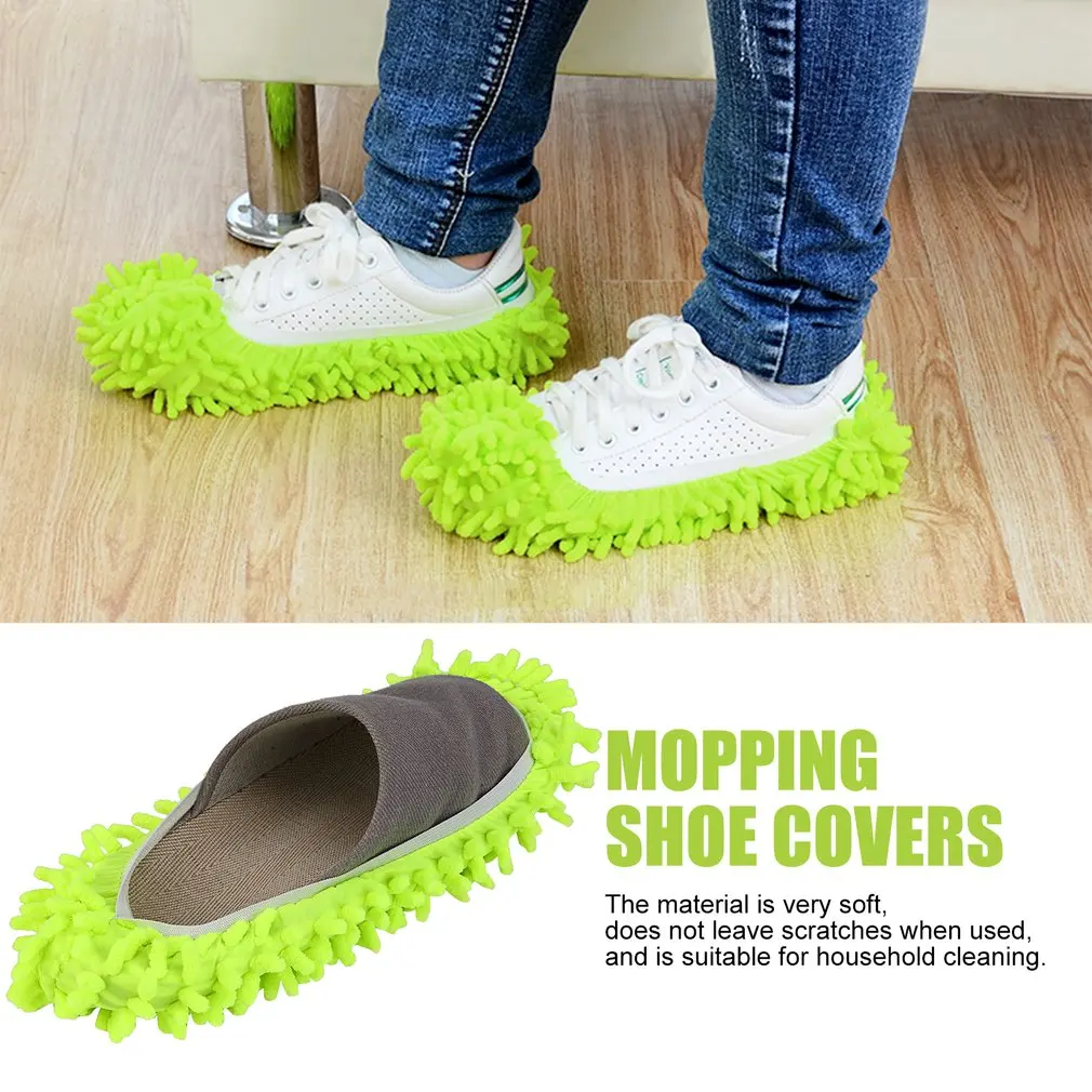 

1pc Mop Shoe Covers Chenille Dust Mop Slippers Foot Socks Mop Caps Multi-Function Floor Cleaning Lazy Shoe Covers Dust Cleaner