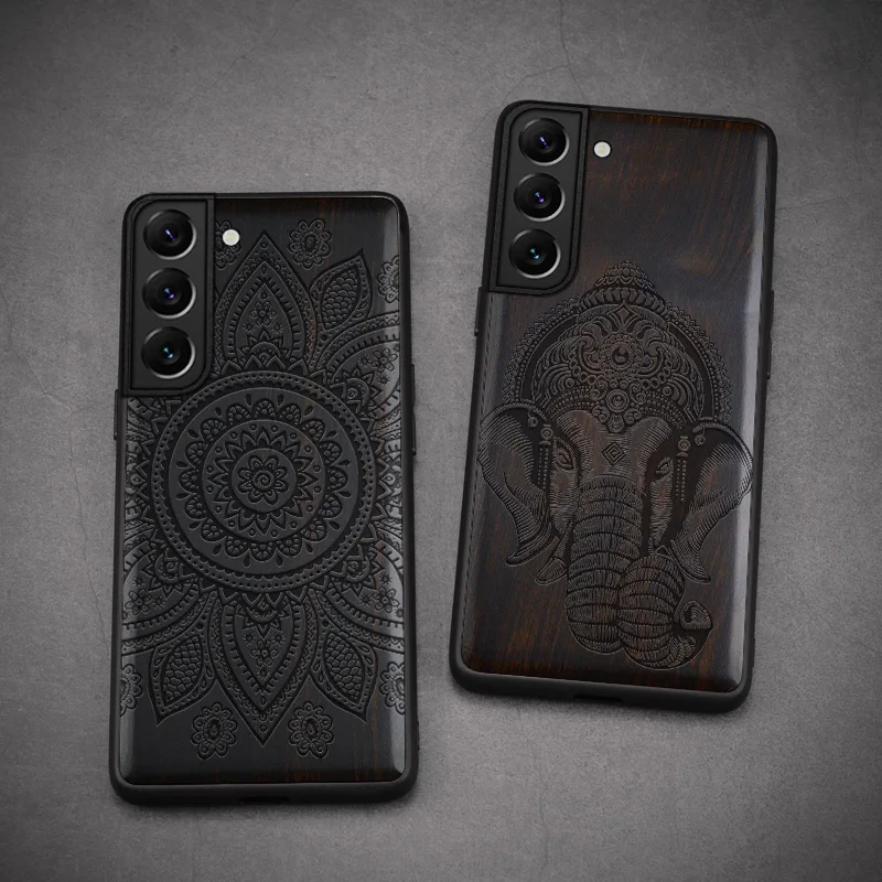 Elewood For Samsung Galaxy S22 Ultra Plus Wood Case Carved Wooden Cover Shell Thin Accessories Original Luxury Cases |