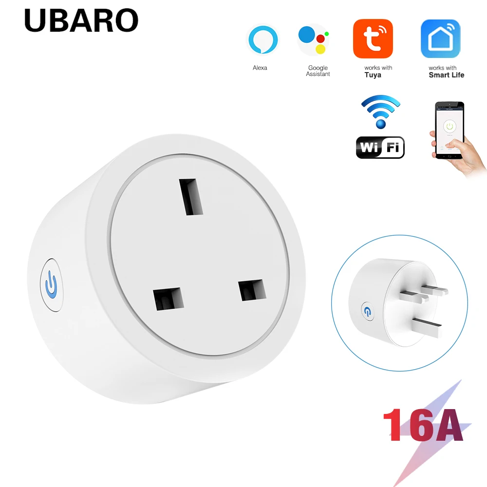 

UK WiFi Smart House Plug 16A Plug Socket Smart Life Plug Support Alexa Google Home Voice Power Monitor Timing Remote Outlet
